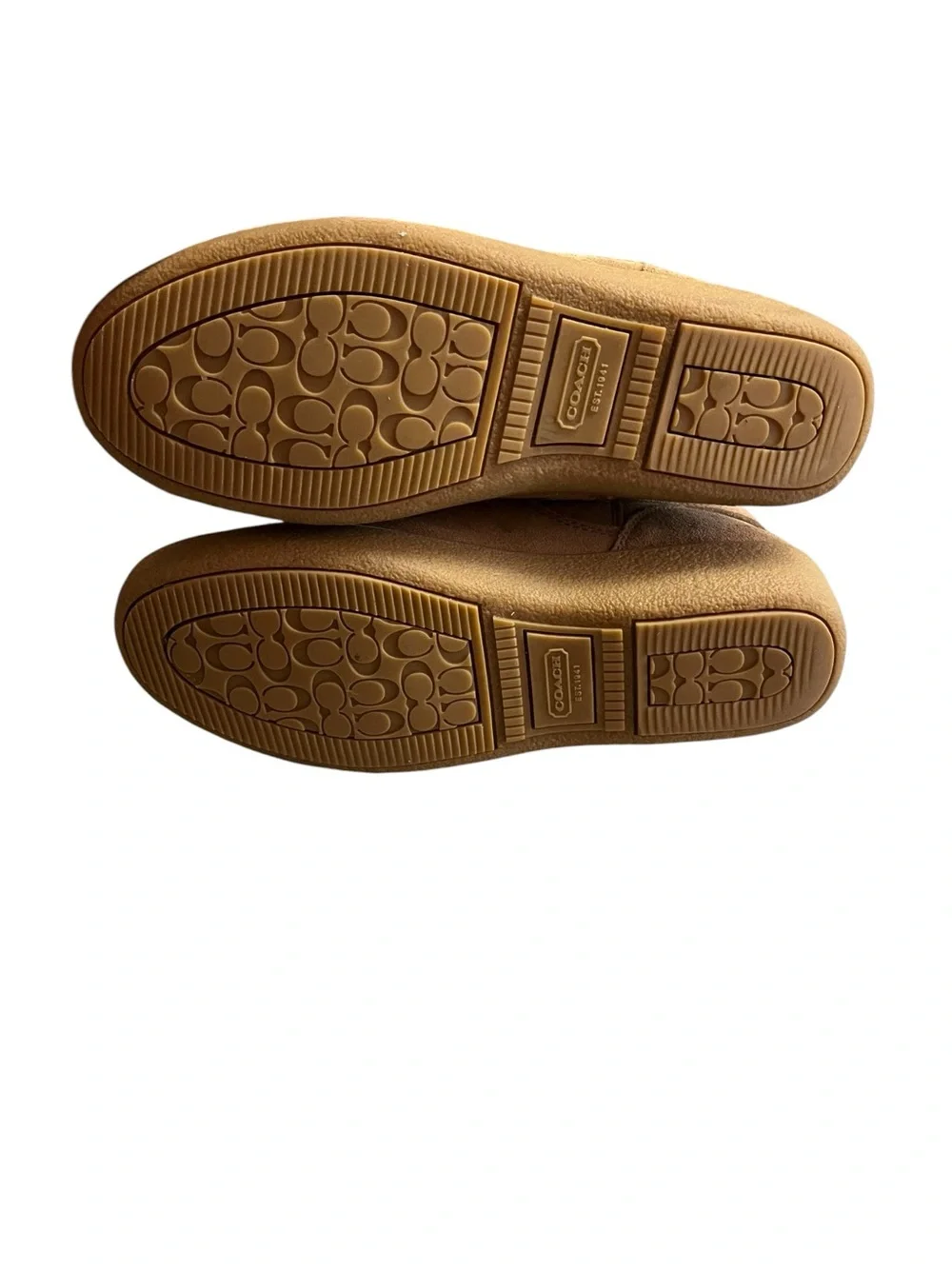 Coach Tallulah Boots Women’s 7 B Brown Suede Shearling Mid Calf Buckle Gold Logo